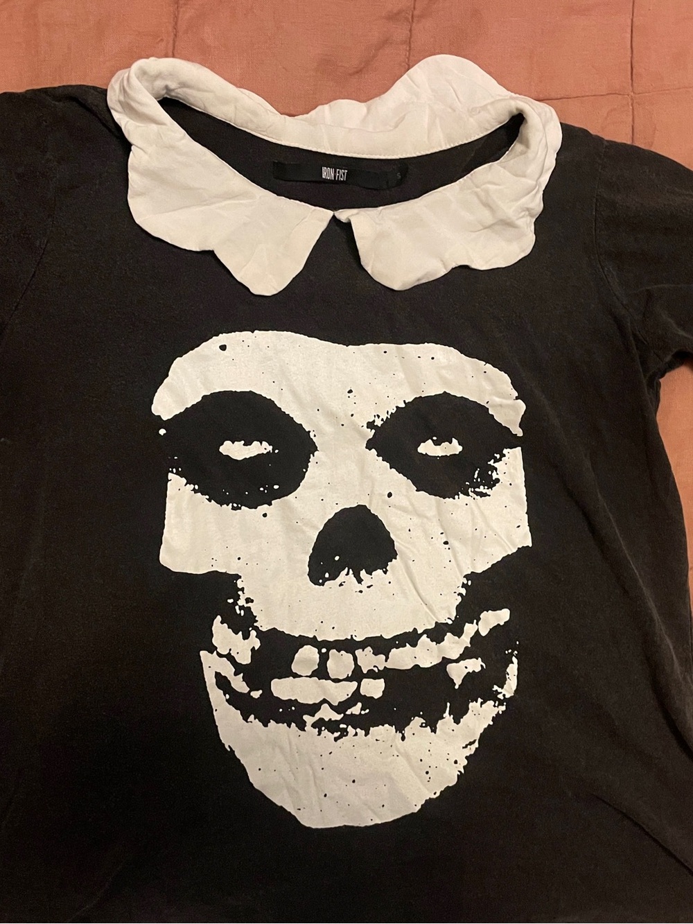 Misfits black tee Peter Pan collar, size S